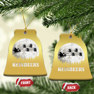 Funny Xmas Beers Christmas Ornament Reinbeers Santa Sleigh Moon TS11 Bell Flake Gold Print Your Wear