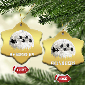 Funny Xmas Beers Christmas Ornament Reinbeers Santa Sleigh Moon TS11 Snow Flake Gold Print Your Wear