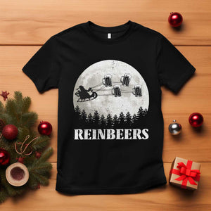 Funny Christmas Beers T Shirt Reinbeers Santa Sleigh Moon TS11 Black Print Your Wear