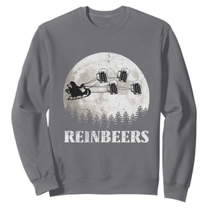 Funny Christmas Beers Sweatshirt Reinbeers Santa Sleigh Moon TS11 Charcoal Print Your Wear