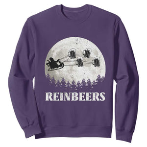 Funny Christmas Beers Sweatshirt Reinbeers Santa Sleigh Moon TS11 Purple Print Your Wear