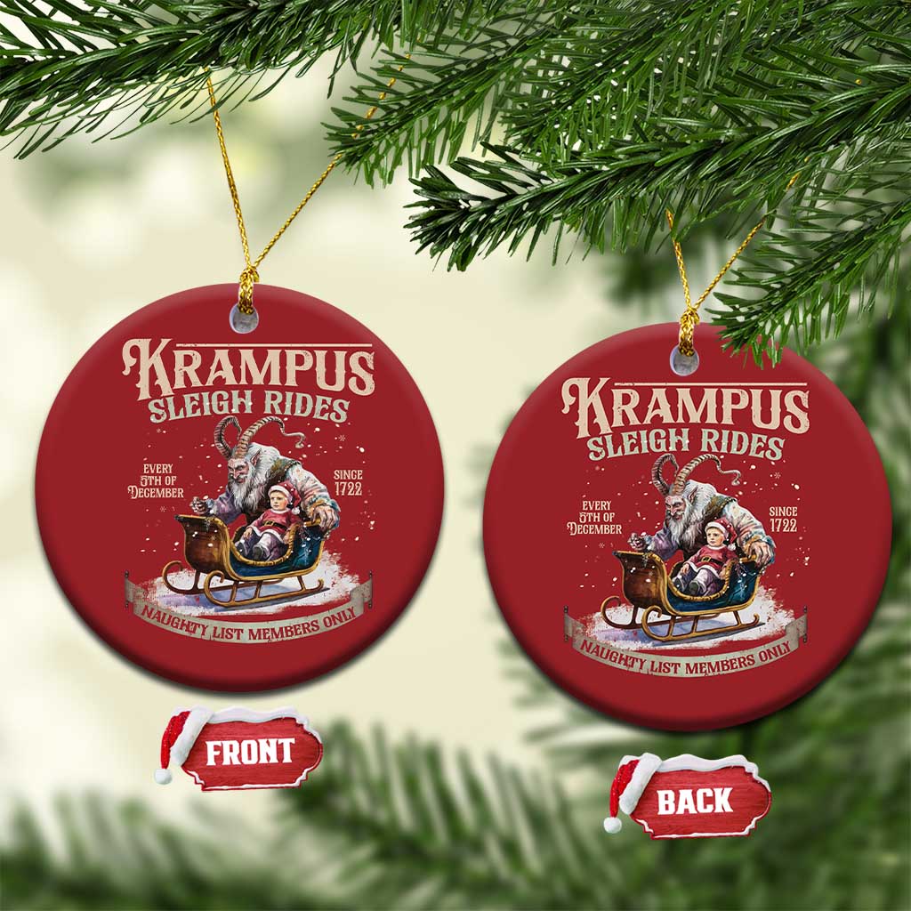 Yule Christmas Ornament Krampus Sleigh Rides For Naughty List Members Only Xmas TS11 Circle Red Print Your Wear