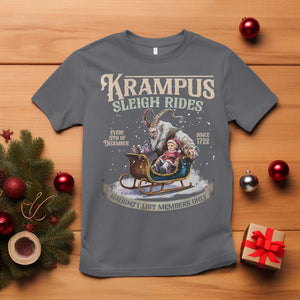 Yule T Shirt Krampus Sleigh Rides For Naughty List Members Only Xmas TS11 Charcoal Print Your Wear