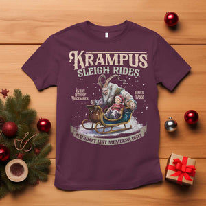 Yule T Shirt Krampus Sleigh Rides For Naughty List Members Only Xmas TS11 Maroon Print Your Wear