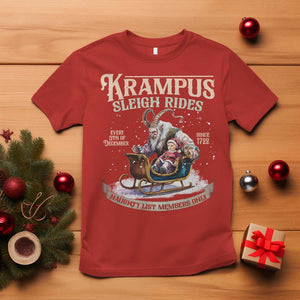 Yule T Shirt Krampus Sleigh Rides For Naughty List Members Only Xmas TS11 Red Print Your Wear