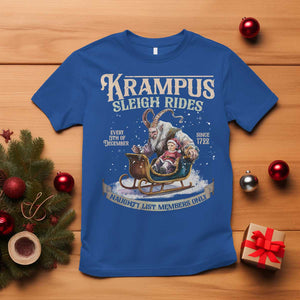 Yule T Shirt Krampus Sleigh Rides For Naughty List Members Only Xmas TS11 Royal Blue Print Your Wear