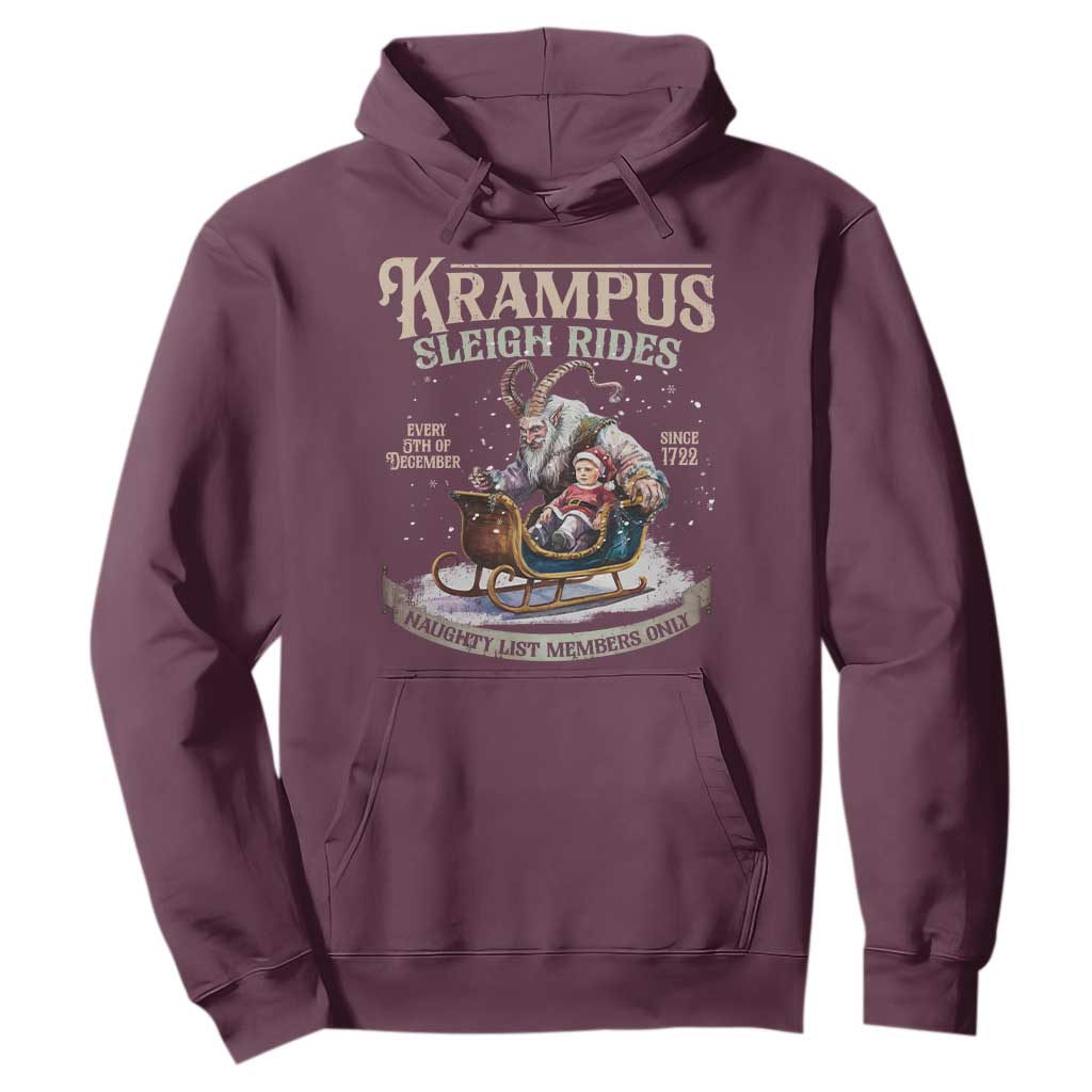 Yule Hoodie Krampus Sleigh Rides For Naughty List Members Only Xmas TS11 Maroon Print Your Wear