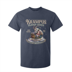 Yule T Shirt For Kid Krampus Sleigh Rides For Naughty List Members Only Xmas TS11 Navy Print Your Wear