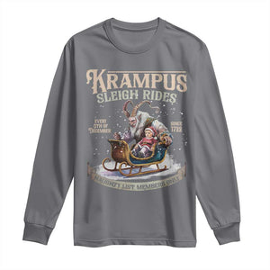 Yule Long Sleeve Shirt Krampus Sleigh Rides For Naughty List Members Only Xmas TS11 Charcoal Print Your Wear