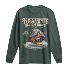 Yule Long Sleeve Shirt Krampus Sleigh Rides For Naughty List Members Only Xmas TS11 Dark Forest Green Print Your Wear