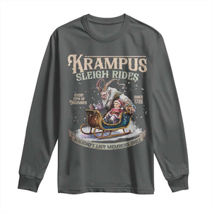 Yule Long Sleeve Shirt Krampus Sleigh Rides For Naughty List Members Only Xmas TS11 Dark Heather Print Your Wear