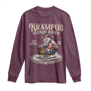 Yule Long Sleeve Shirt Krampus Sleigh Rides For Naughty List Members Only Xmas TS11 Maroon Print Your Wear