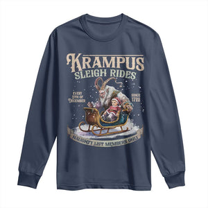 Yule Long Sleeve Shirt Krampus Sleigh Rides For Naughty List Members Only Xmas TS11 Navy Print Your Wear