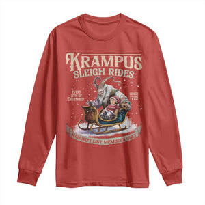 Yule Long Sleeve Shirt Krampus Sleigh Rides For Naughty List Members Only Xmas TS11 Red Print Your Wear