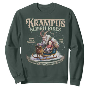 Yule Sweatshirt Krampus Sleigh Rides For Naughty List Members Only Xmas TS11 Dark Forest Green Print Your Wear