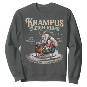 Yule Sweatshirt Krampus Sleigh Rides For Naughty List Members Only Xmas TS11 Dark Heather Print Your Wear