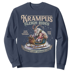 Yule Sweatshirt Krampus Sleigh Rides For Naughty List Members Only Xmas TS11 Navy Print Your Wear