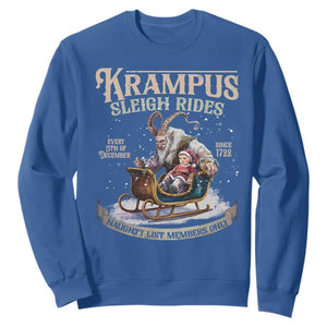 Yule Sweatshirt Krampus Sleigh Rides For Naughty List Members Only Xmas TS11 Royal Blue Print Your Wear