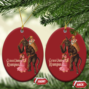 Xmas Creepy Krampus Christmas Ornament Greetings From Gruss Vom Krampus TS11 Oval Red Print Your Wear