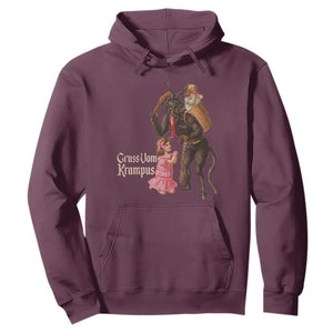 Christmas Creepy Krampus Hoodie Greetings From Gruss Vom Krampus TS11 Maroon Print Your Wear