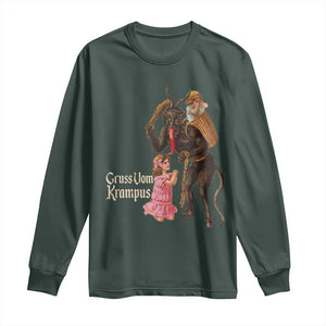 Christmas Creepy Krampus Long Sleeve Shirt Greetings From Gruss Vom Krampus TS11 Dark Forest Green Print Your Wear