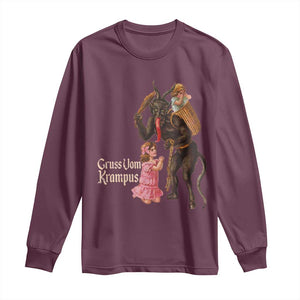 Christmas Creepy Krampus Long Sleeve Shirt Greetings From Gruss Vom Krampus TS11 Maroon Print Your Wear