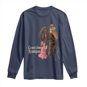 Christmas Creepy Krampus Long Sleeve Shirt Greetings From Gruss Vom Krampus TS11 Navy Print Your Wear