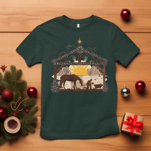 Christmas Western T Shirt True Story Jesus Cowboy Nativity Scene TS11 Dark Forest Green Print Your Wear