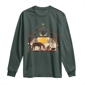 Christmas Western Long Sleeve Shirt True Story Jesus Cowboy Nativity Scene TS11 Dark Forest Green Print Your Wear