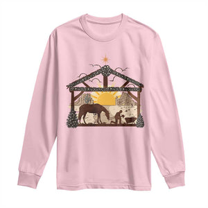 Christmas Western Long Sleeve Shirt True Story Jesus Cowboy Nativity Scene TS11 Light Pink Print Your Wear