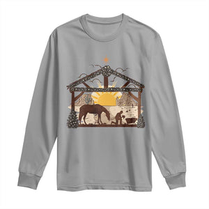 Christmas Western Long Sleeve Shirt True Story Jesus Cowboy Nativity Scene TS11 Sport Gray Print Your Wear