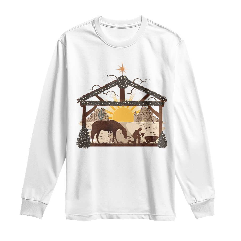 Christmas Western Long Sleeve Shirt True Story Jesus Cowboy Nativity Scene TS11 White Print Your Wear