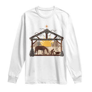 Christmas Western Long Sleeve Shirt True Story Jesus Cowboy Nativity Scene TS11 White Print Your Wear