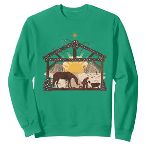 Christmas Western Sweatshirt True Story Jesus Cowboy Nativity Scene TS11 Irish Green Print Your Wear