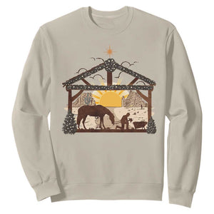 Christmas Western Sweatshirt True Story Jesus Cowboy Nativity Scene TS11 Sand Print Your Wear