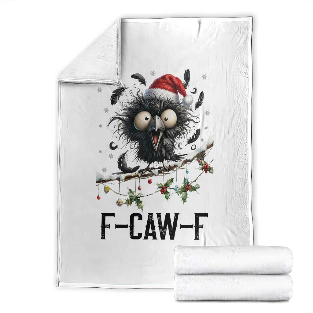 Funny F Caw F Christmas Crow Throw Blanket Santa Raven Xmas Holiday Snowflake TS11 White Print Your Wear