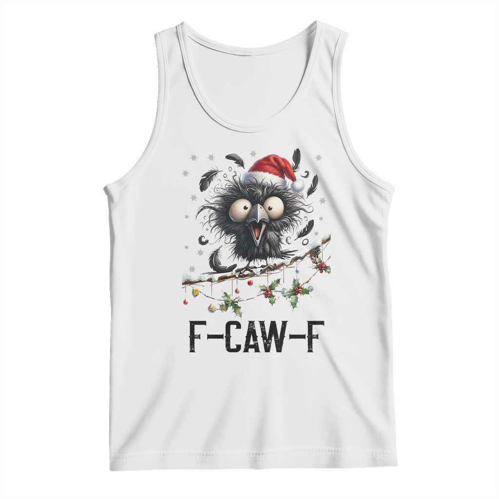 Funny F Caw F Christmas Crow Tank Top Santa Raven Xmas Holiday Snowflake TS11 White Print Your Wear