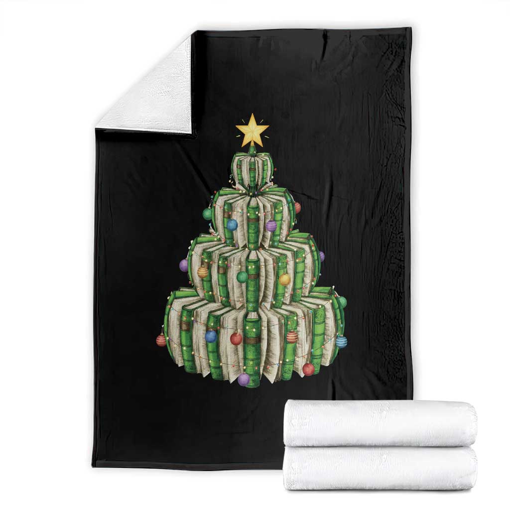 Book Christmas Tree Book Lover Teacher Librarian Throw Blanket TS11 Black Print Your Wear
