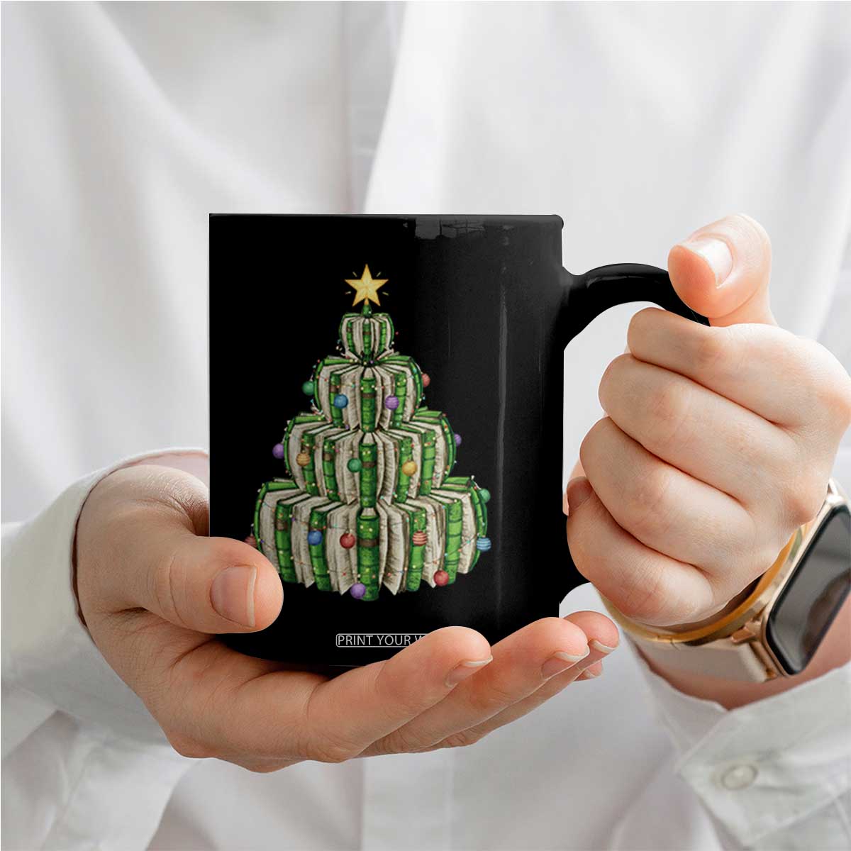 Book Christmas Tree Book Lover Teacher Librarian Coffee Mug TS11 Print Your Wear