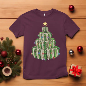 Book Christmas Tree Book Lover Teacher Librarian T Shirt TS11 Maroon Print Your Wear