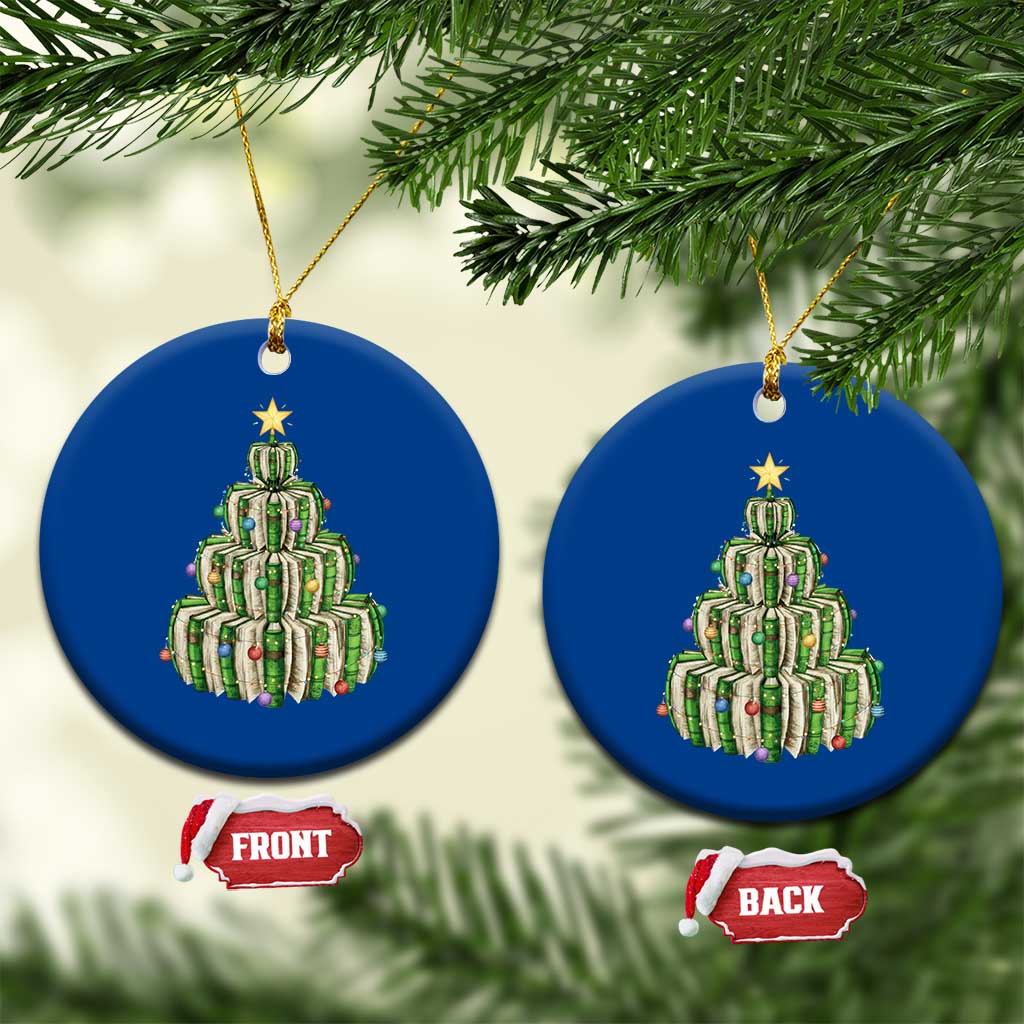 Book Christmas Tree Book Lover Teacher Librarian Ceramic Ornament TS11 1pc Blue Print Your Wear