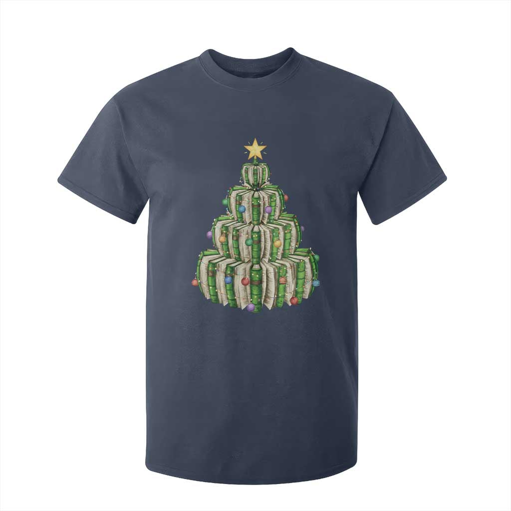 Book Christmas Tree Book Lover Teacher Librarian T Shirt For Kid TS11 Navy Print Your Wear