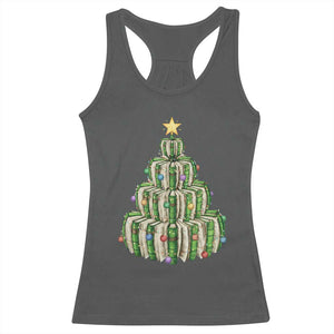 Book Christmas Tree Book Lover Teacher Librarian Racerback Tank Top TS11 Dark Heather Print Your Wear