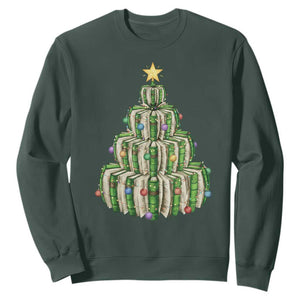 Book Christmas Tree Book Lover Teacher Librarian Sweatshirt TS11 Dark Forest Green Print Your Wear