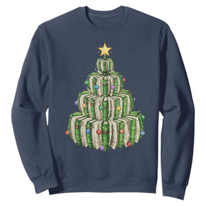 Book Christmas Tree Book Lover Teacher Librarian Sweatshirt TS11 Navy Print Your Wear