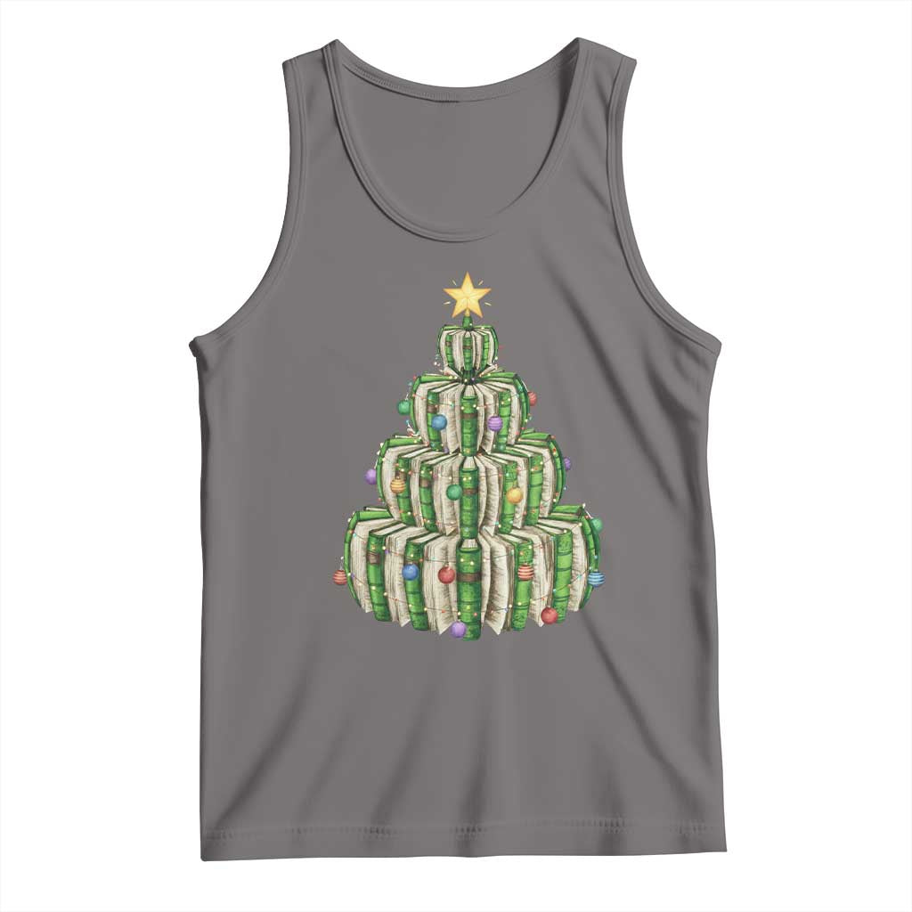 Book Christmas Tree Book Lover Teacher Librarian Tank Top TS11 Deep Heather Print Your Wear