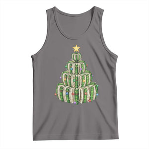 Book Christmas Tree Book Lover Teacher Librarian Tank Top TS11 Deep Heather Print Your Wear