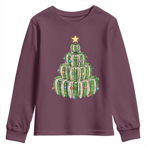 Book Christmas Tree Book Lover Teacher Librarian Youth Sweatshirt TS11 Maroon Print Your Wear