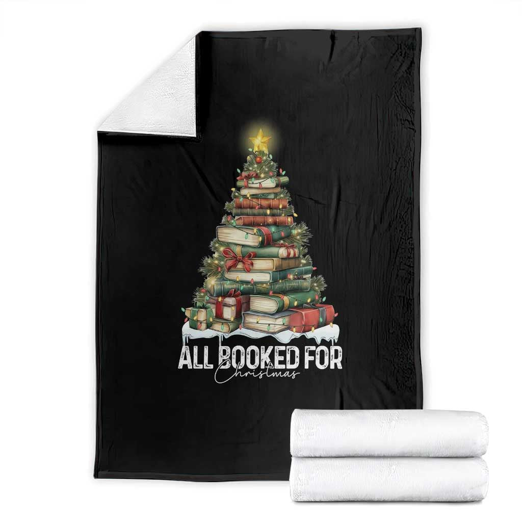 All Booked For Christmas Throw Blanket Xmas Tree Lights Book Lover TS11 Black Print Your Wear
