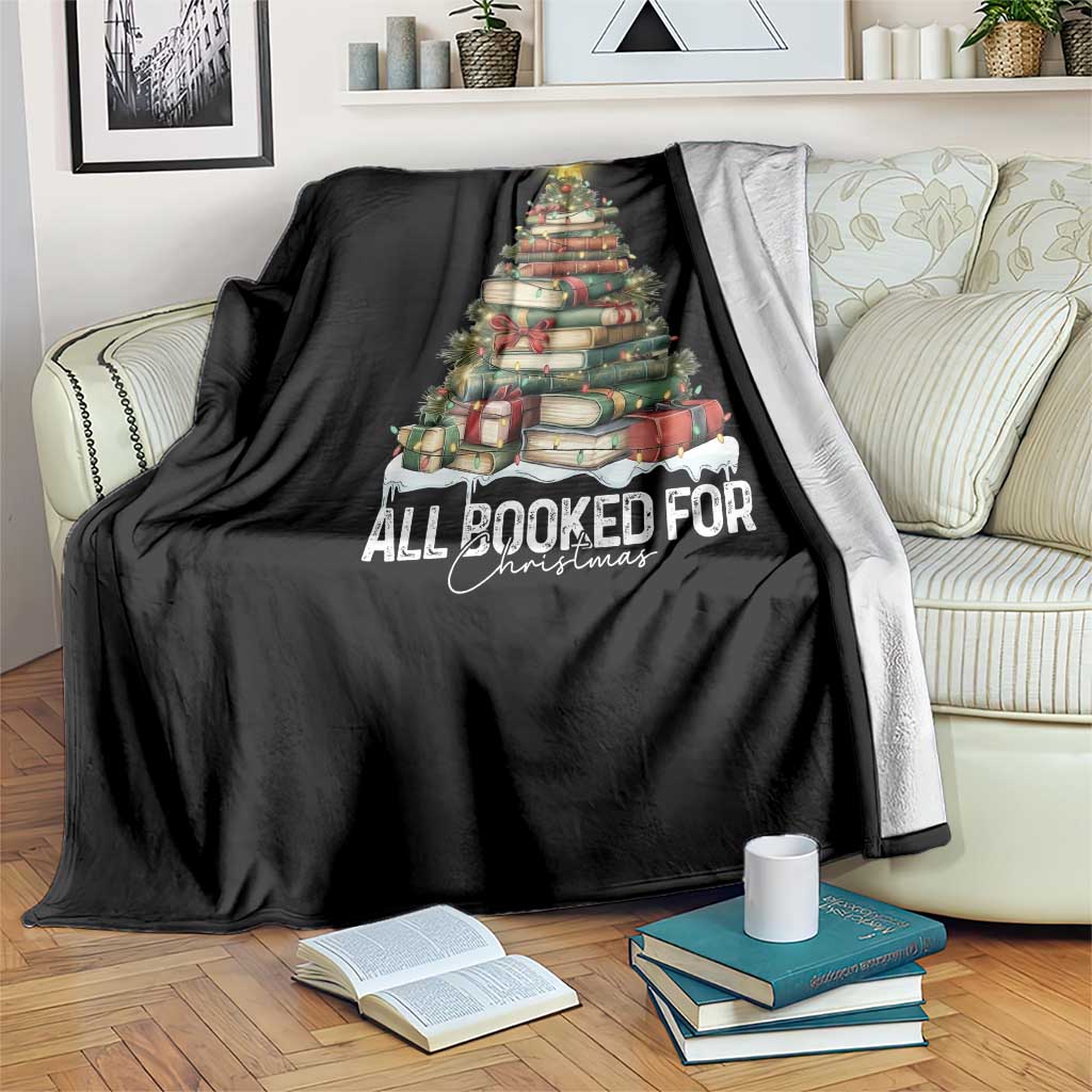 All Booked For Christmas Throw Blanket Xmas Tree Lights Book Lover TS11 Print Your Wear